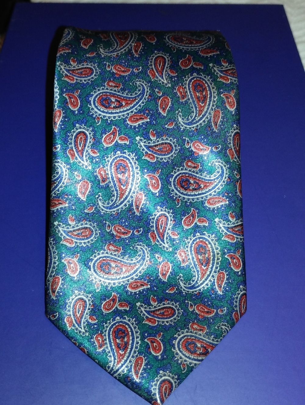 Paisley Neck Tie in Teal and Red - Classic Men's Accessory Silk Italian